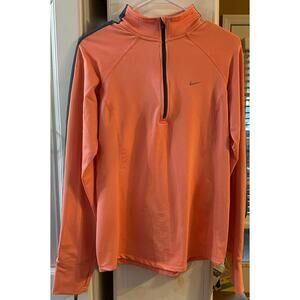Nike Women's Dri-Fit Peach‎ Color 1/3 Zip Pullover Thumb Slot Size Medium